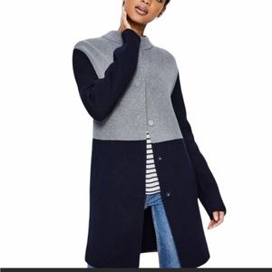 Boden Claudia Colorblock Cardigan Coat in Grey and Navy, size Small